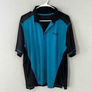 Amazon Men's Teal and Black Polo Shirt